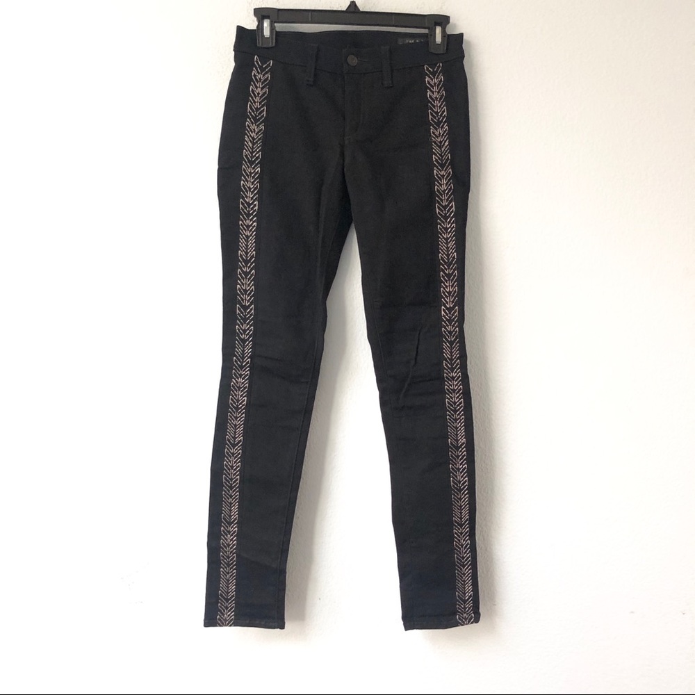 Rag & Bone black metallic stitching skinny jeans
